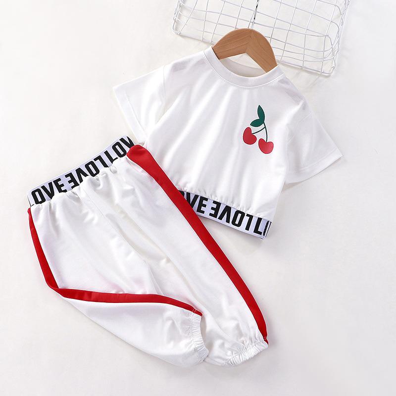 Детский костюм из топа с коротким рукавом и брюк, комплект одежды из двух предметов для малышей