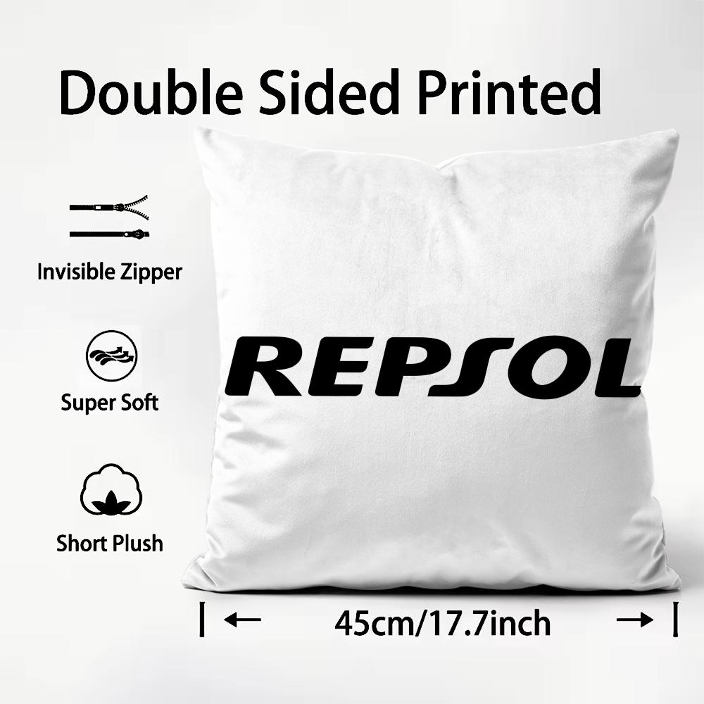 RRepsol Logo Cushion Cover Plush Fabric Soft DoubleSided Printed Sofa Warm Winter Home Child Gift Pillow Case