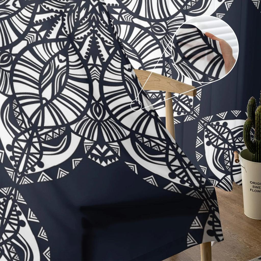 Тюлевые шторы с абстрактным цветком и мандалой для гостиной, прозрачные занавески для спальни, оконные жалюзи, вуаль, шторы