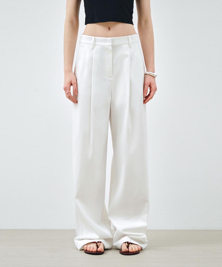 MONGDOL Essential Широкие брюки с одной складкой Белые Mdpt049White
