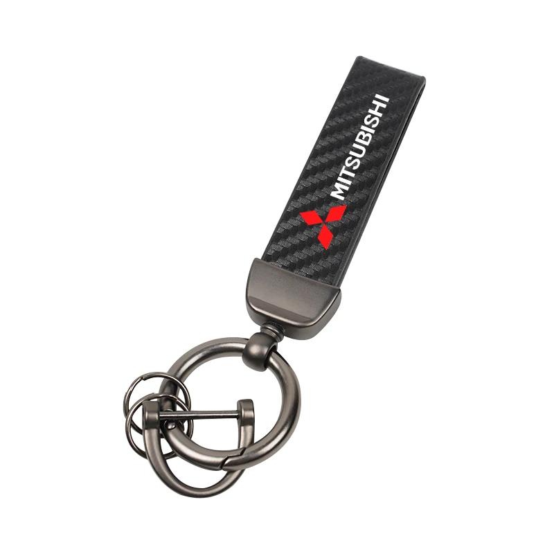 Premium Leather Car Key Fob Keyring Car Interior Accessories for Mitsubishi Outlander Lancer Grandis Airtrek Dignity