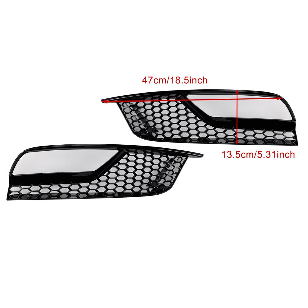 Gloss Black Front Fog Light Grill Covers 8V5807681A9B9 8V5807682A9B9 Fit A3 8V Sedan 2013-2016