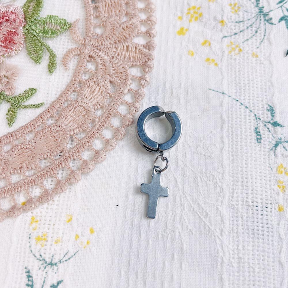 Hexagram Doll Stud Earrings Chain Black Plush Doll Earring Cotton Doll Accessories