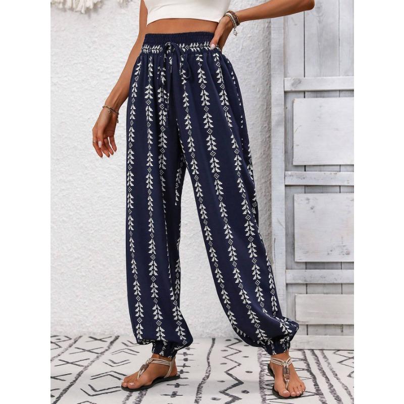 YYFS Women's Fashion Summer Spring Casual Geometric Print High Waist Trousers Pants & Capris