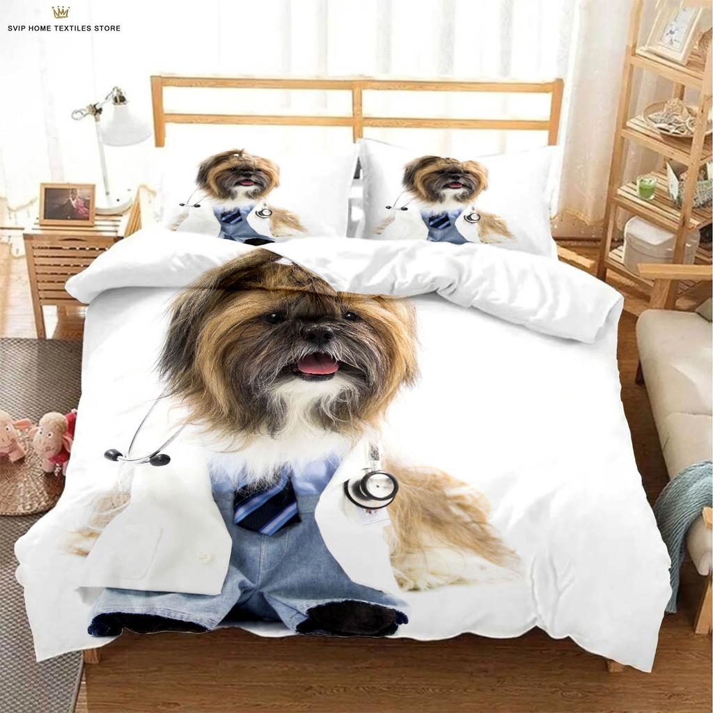 Cute Dog Shar Pei Dog 3d Printing Quilt Cover Children's Room Bedding Set Quilt Cover Pillowcase 3 Pieces Home Textile