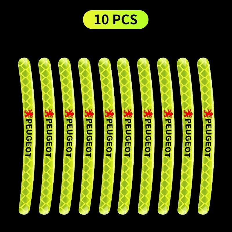 Car Sticker New Car Styling Wheel Hub Reflective Tire Rim Reflective Strips For Peugeot 206 208 306 307 308 407 408 508 2008 300
