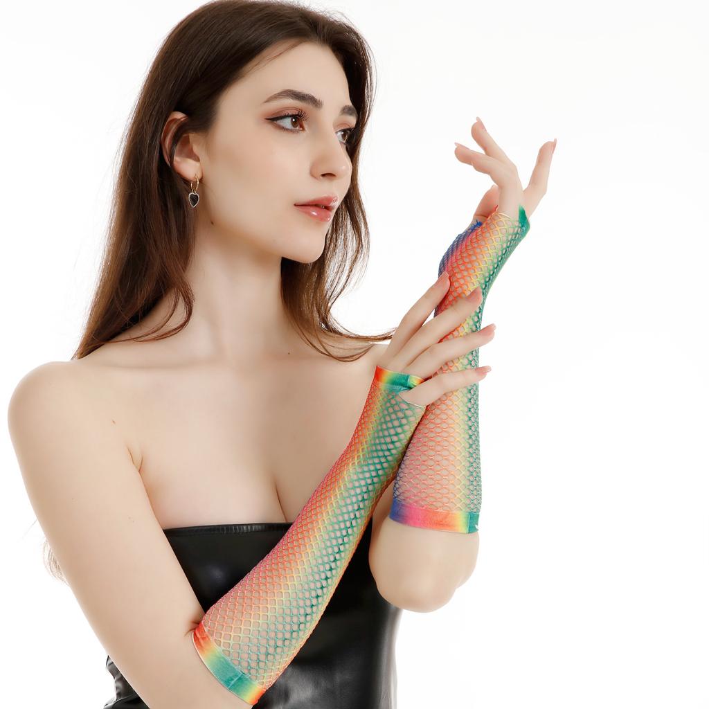 80s Scene Accessories Lone Fishnet Gloves Fingerless For Women Fish Net Arm Sleeve Mesh Emo Goth Punk