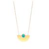 [Q5024] - Gold Turquoise 'Cléopatra' Steel Long Necklace - 85 Cm - 45x28 Mm