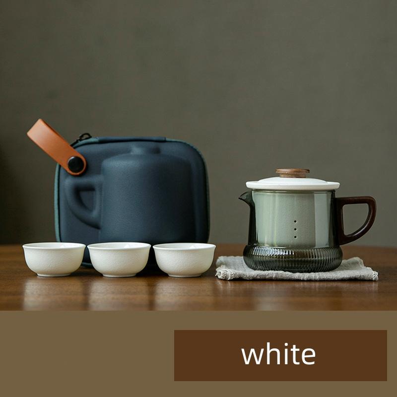 Ortable 1 Чаша 3 Чашки фарфоровый Китайский Кунг-Фу Дорожный Чайный Сервиз Чайная Утварь Чайник Для Чая Чайник Чайник Чашки Набор Чайник