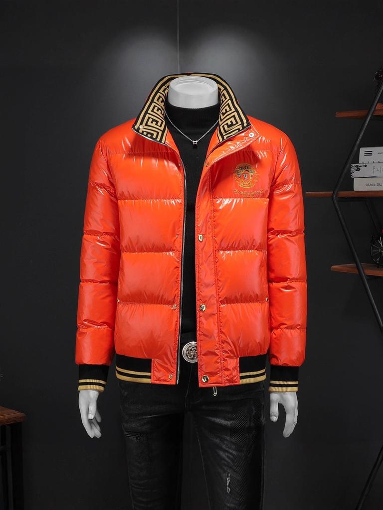 Мужская модная белая пуховая куртка с яркой поверхностью 2025 года - Утепленное и легкое зимнее пальто