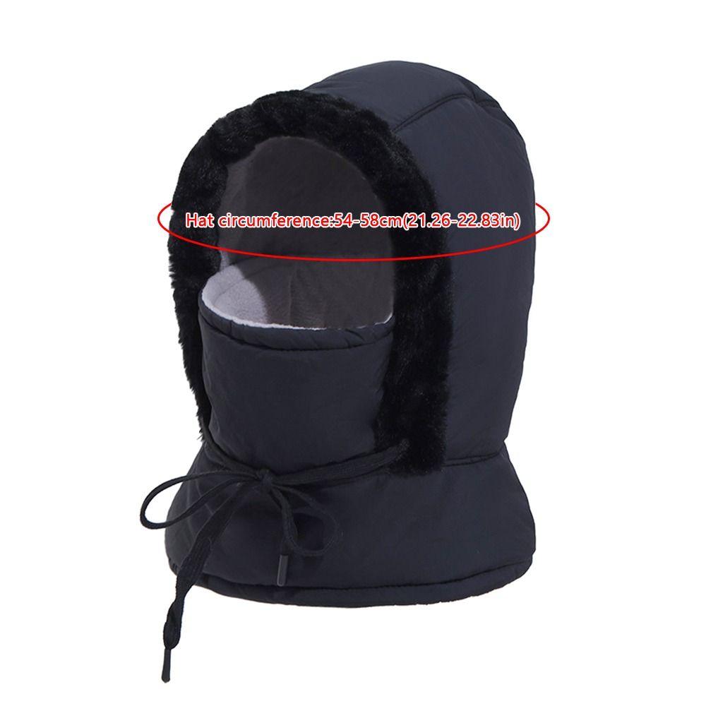 Unisex 4-in-1 Down Cotton Winter Warm Hat Scarf Face Mask Earflap Integrated Pullover Cap Thickened Cycling Cap Balaclava Hat