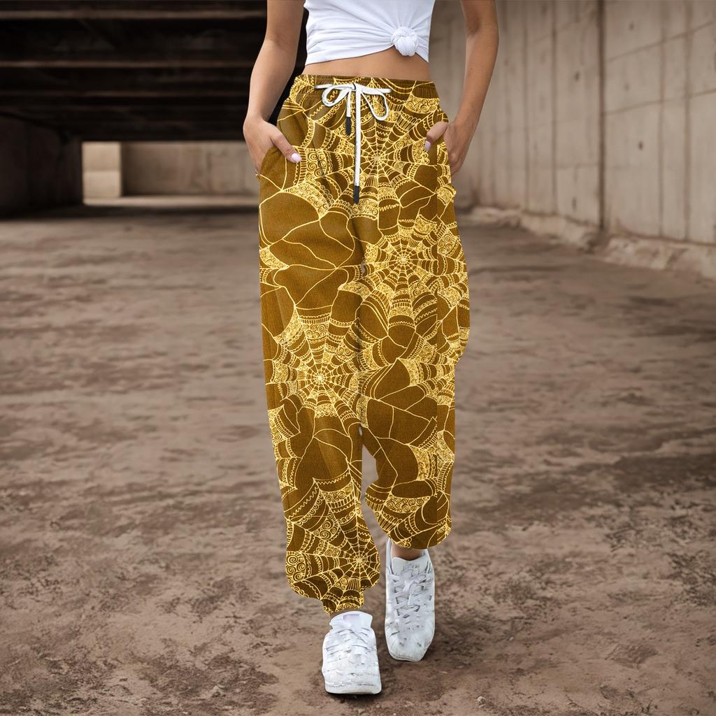 Женские спортивные штаны, мешковатые, с высокой талией, большие размеры, спортивные штаны с карманами, напечатанные брюки, брюки для женщин