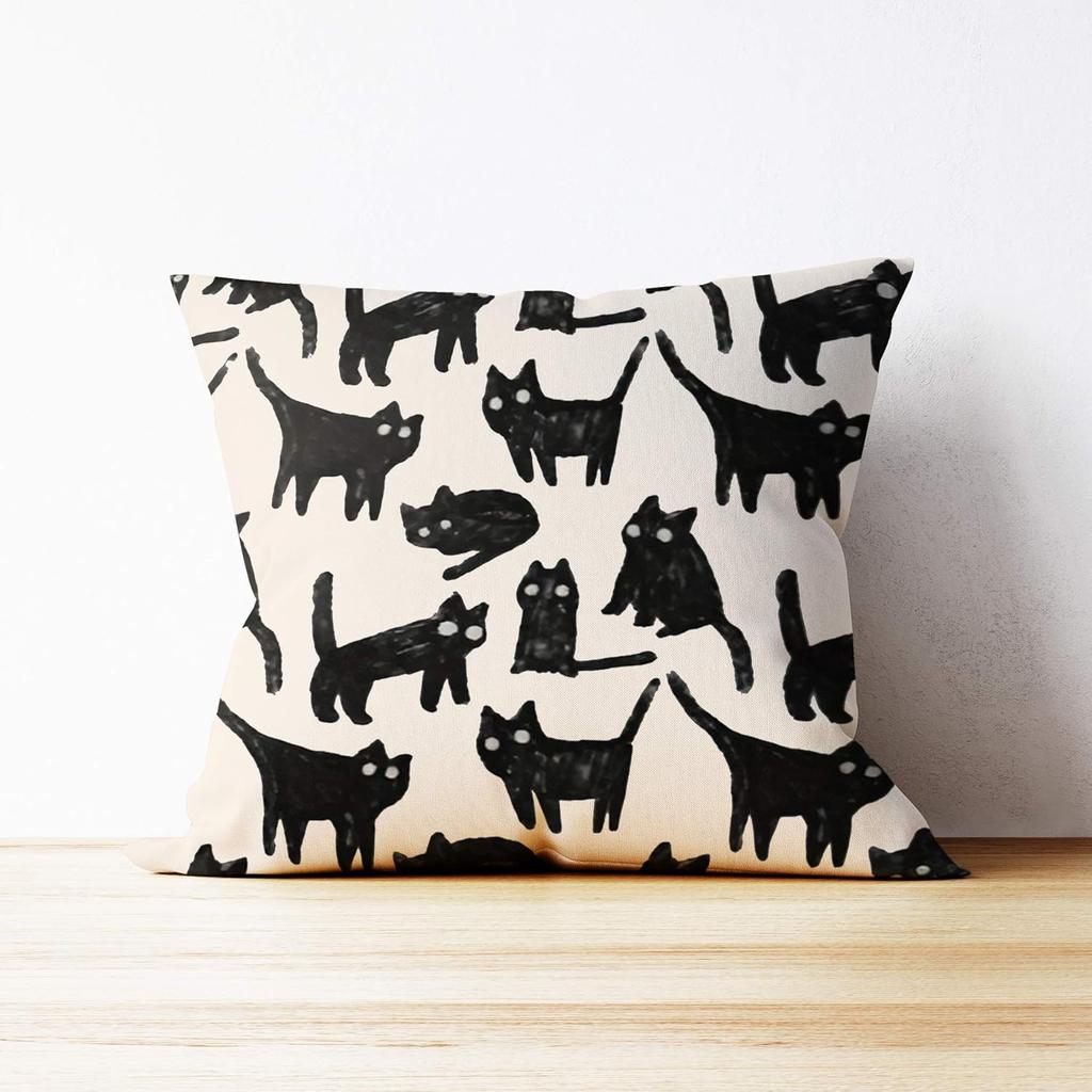 black cat Pillow Covers 18x18,black cat halloween decor,black cat decor Cushion Cover for Sofa Couch Bed