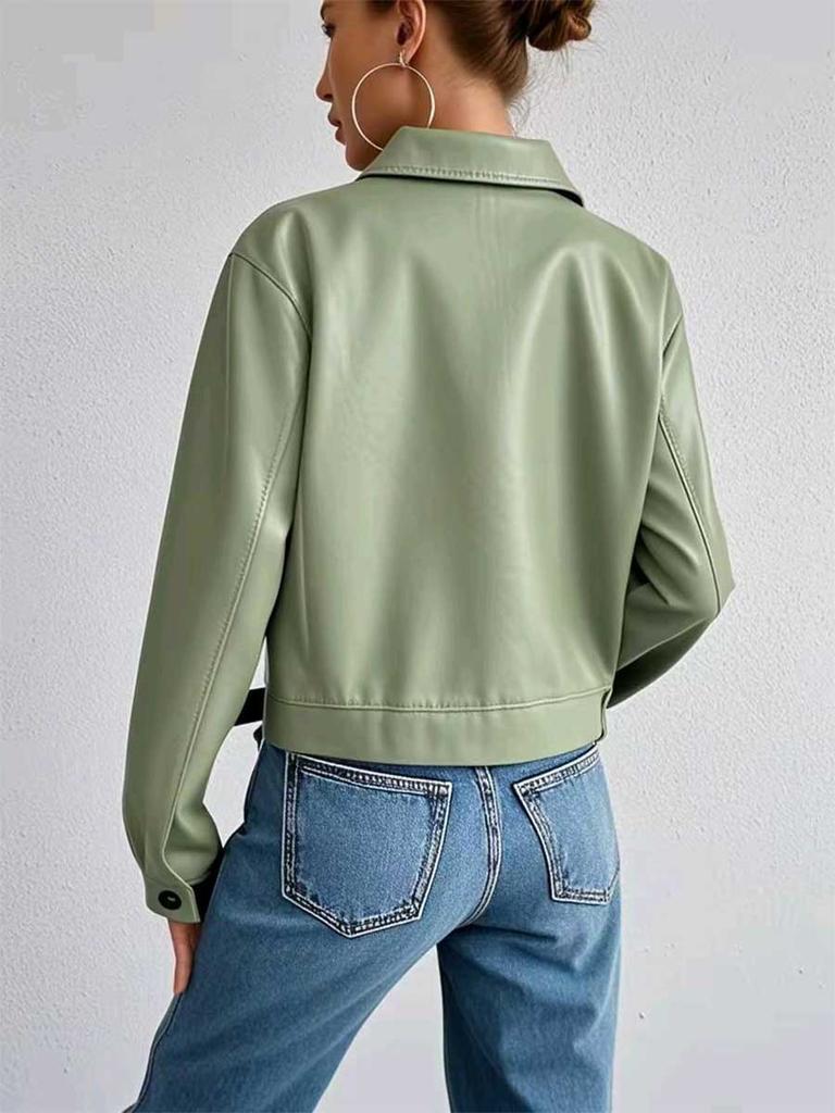 Женская куртка из искусственной кожи с лацканами на осень-зиму, свободное мотоциклетное пальто в европейском американском стиле, повседневная короткая верхняя одежда J589