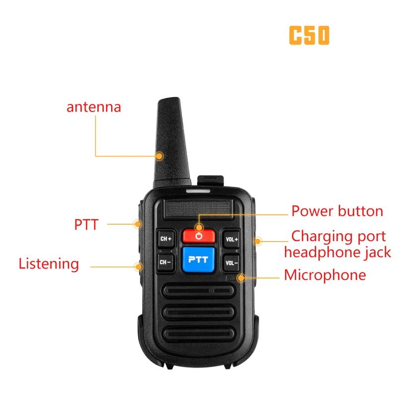 Мини-рация BF-C50, зарядное устройство UHF Dual PTT 5 Вт/Type-C, детское радио, высокочастотный трансивер 1500, 2 комплекта