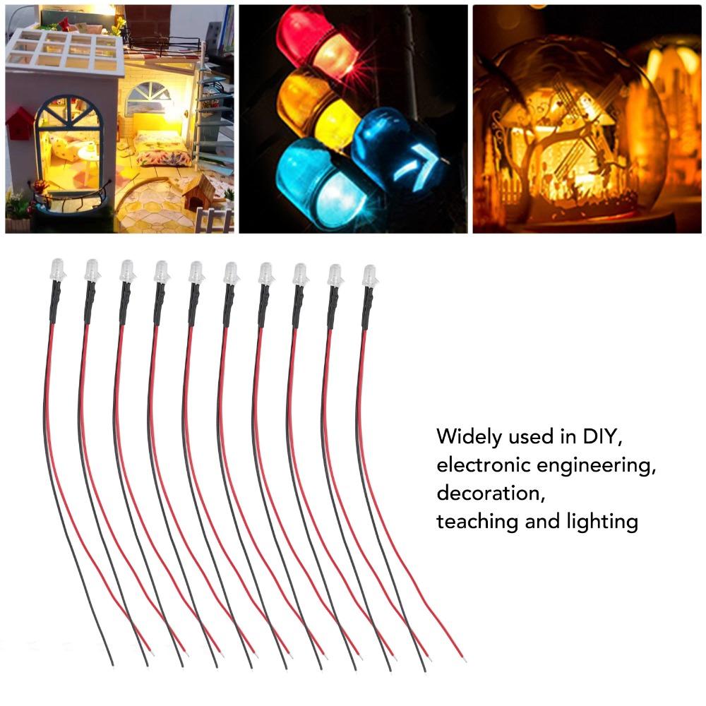 20PCS 5mm Prewired LED Diodes 5‑12V Single LED Bulbs LED Light Diodes Circuit Science Experiment