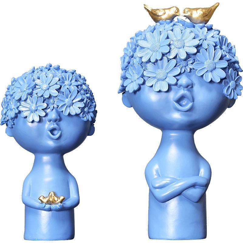 Nordic Flower Head Character Resin Adornments Home Livingroom Desktop Figurines Crafts Office Coffee Table Ornaments Decoration