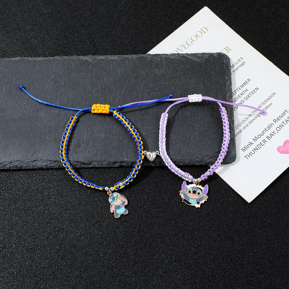Stitch Friendship Gift Cartoon Stretch Bracelet With Zinc Alloy Clasp For Couples