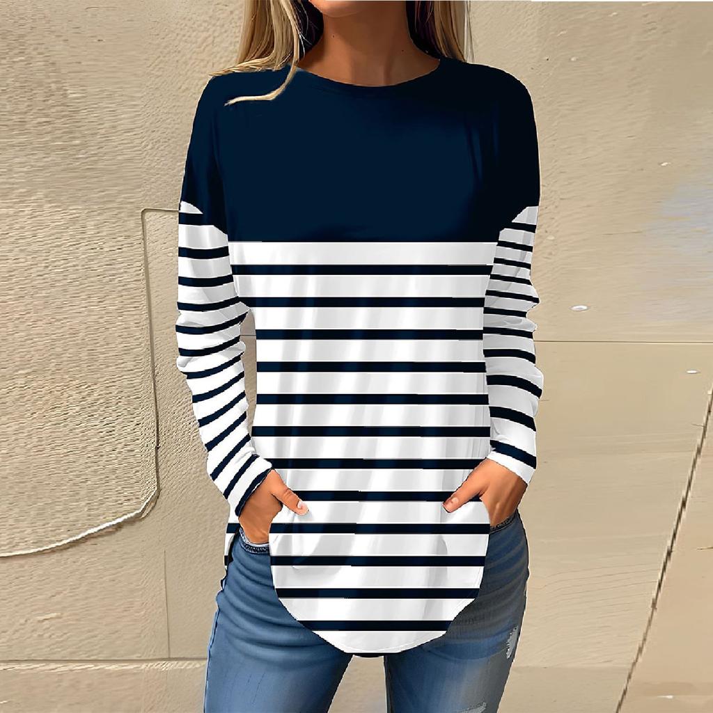 Tee Shirts For Women Fall Casual Long Sleeve Shirts Sweatshirt Retro Printing Top Pullover