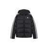 Fashionable Comfortable Soft Hooded Striped Down Jacket Men Outerwear Black JN7478