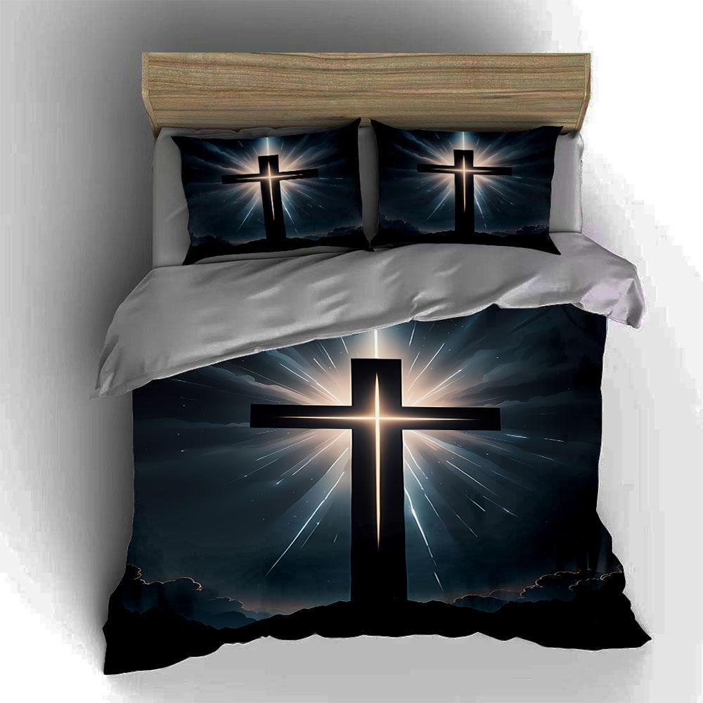Radiant cross design. Bedding Duvet cover sets Duvet covers Pillowcases gifts (1 * Duvet Cover 2 * Pillowcases, without duvet insert)