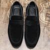 Модные Новые Дизайнерские Мужские Остроносые Коричневые Черные Свадебные Формальные Туфли из Замши Для Мужчин Повседневные Лоферы Обувь для Вечеринки