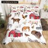 Постельное белье Король Королева Животные на ферме Петух Овца Свинья Корова Комплект постельного белья Фермерский дом Кантри Пододеяльник Полиэстер Чехол для одеяла