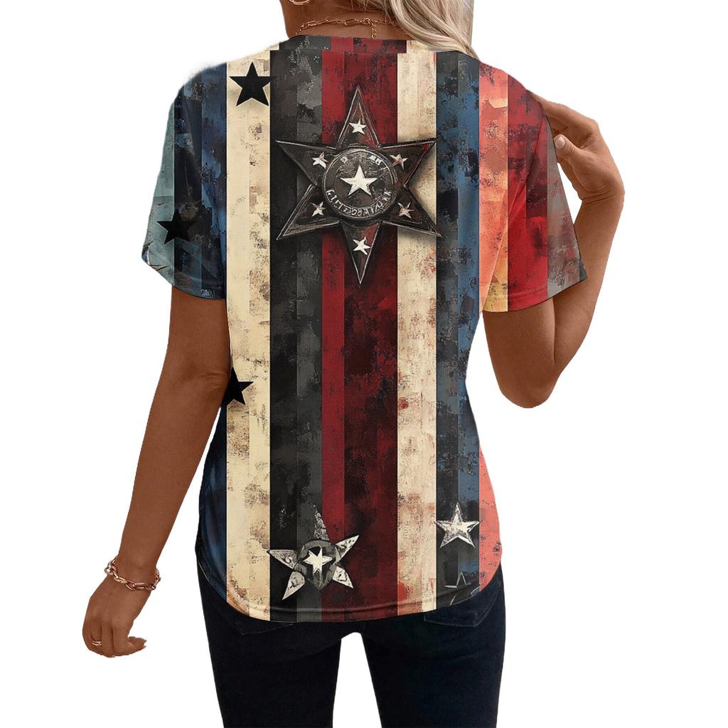 Женский топ с коротким рукавом и принтом «День независимости»