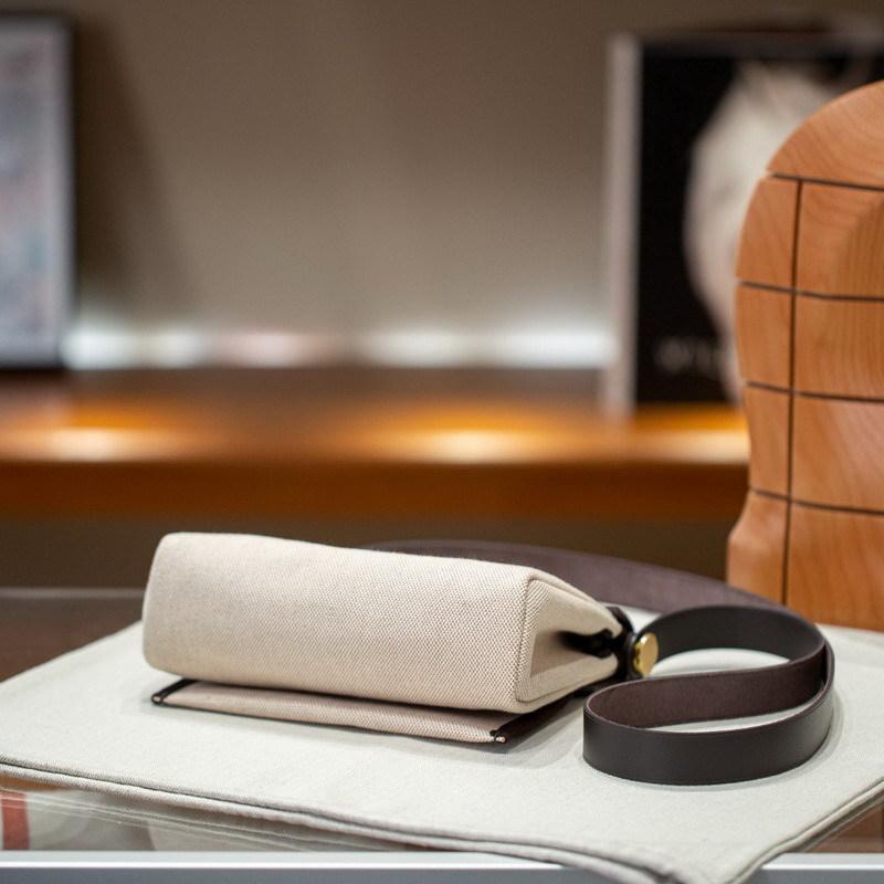 2026 New 20cm Cowhide With Canvas Leather Bag Mini Shoulder Crossbody Fabric Cross-border