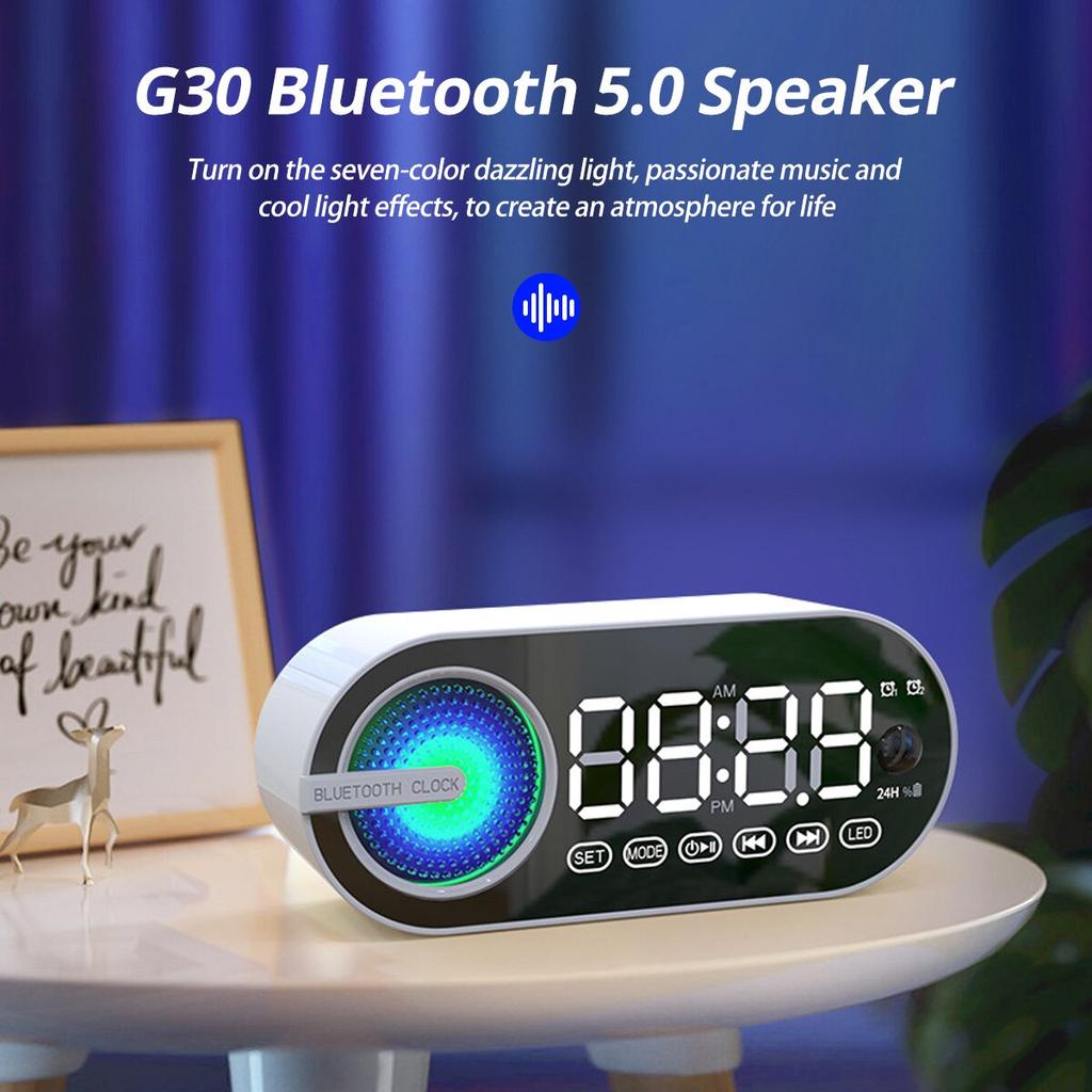 USB-зарядка Радио-будильник RGB Портативный Bluetooth-динамик FM Большой дисплей Беззвучное зеркало Цифровые настольные лампы для спальни, офиса