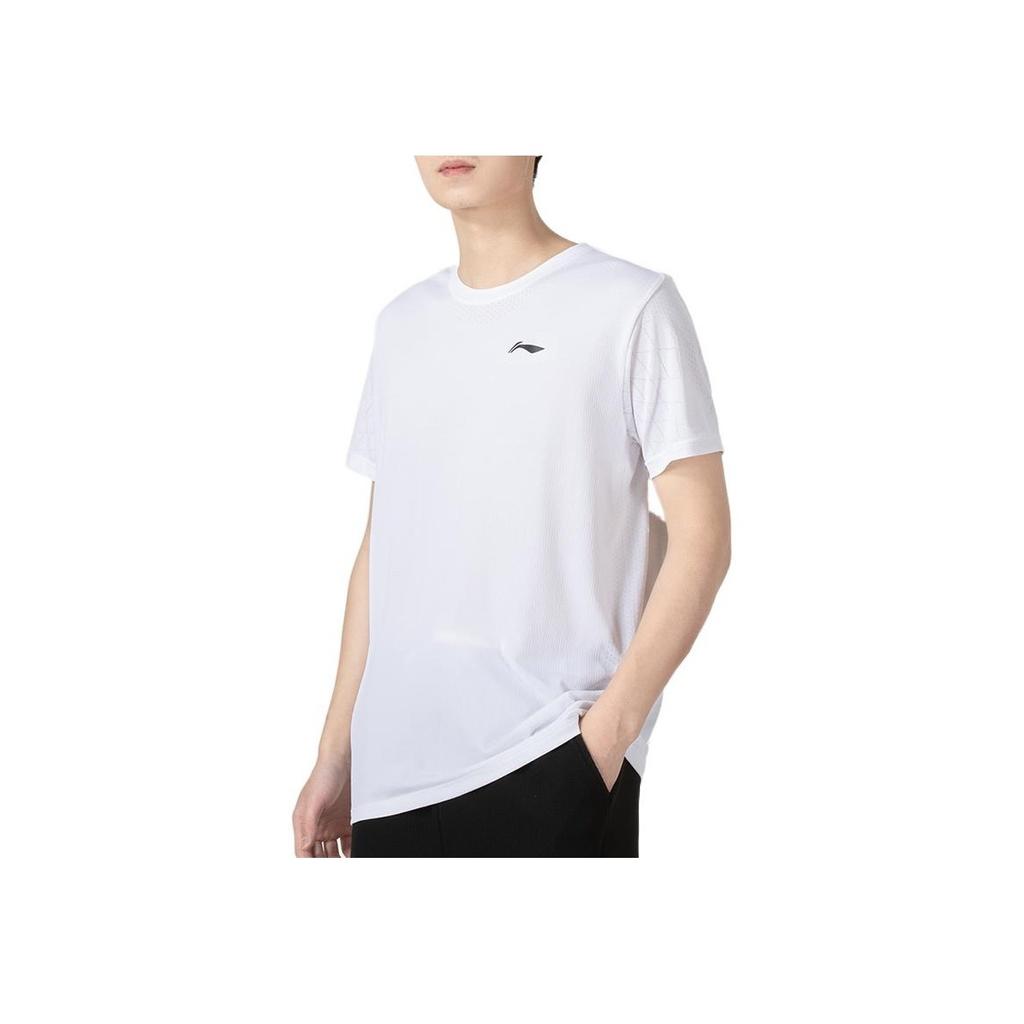 Футболка мужская с коротким рукавом и круглым вырезом Li Ning Plain Logo Micro Badge, дышащая, белая ATSR259-3