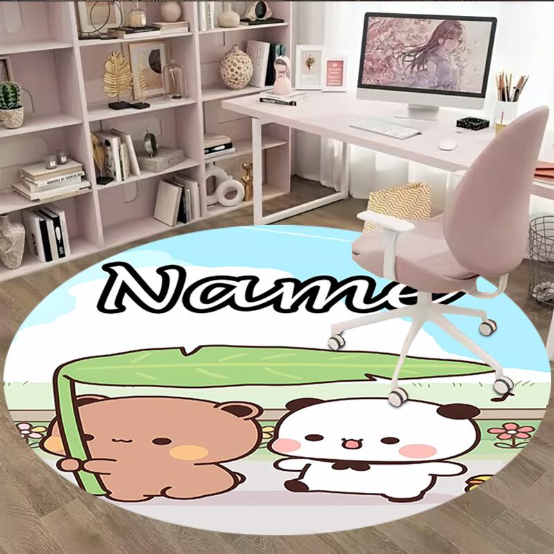 Customizable Yier BuBu Bear1 Round Non-Slip Carpet - Ideal for Garden, Picnic, Office, Perfect for Decoration, Suitable For All Seasons