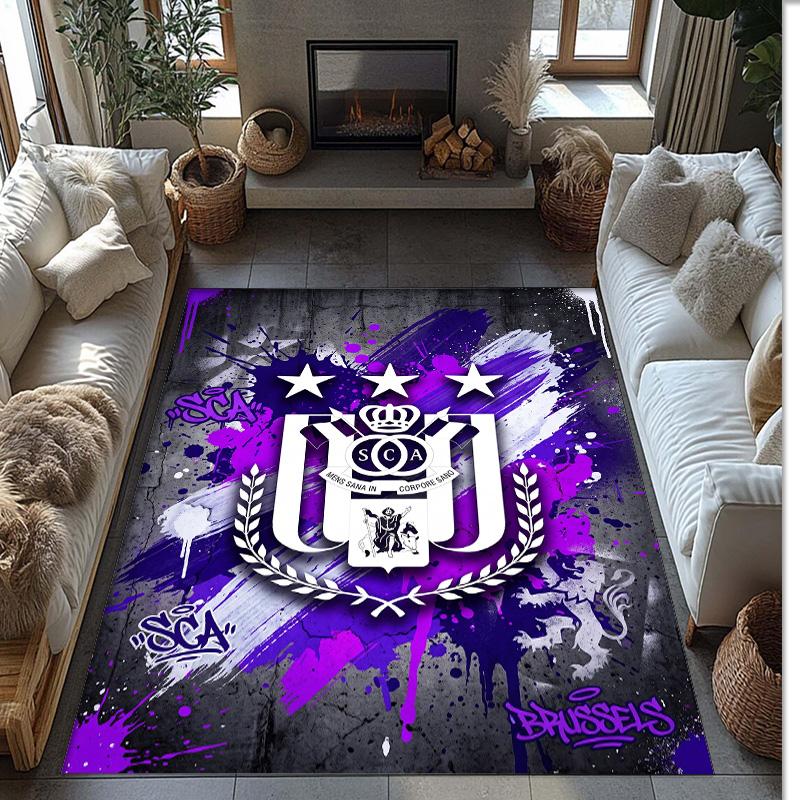 Anderlecht FC Soccer Football Pattern Soft Area Rug Non Slip Indoor Floor Carpet Sports Decor Mat for Bedroom