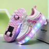 New LED Light Up Roller Skates Kids Unisex Rechargeable Dual Wheel Detachable Teenager Entertainment Casual Inline Skates