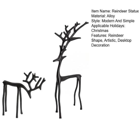 1/2Pcs Christmas Reindeer Statue Minimalist Artistic Deer Figurine Metal Animal Sculpture Home Office Desktop Decoration Ornament