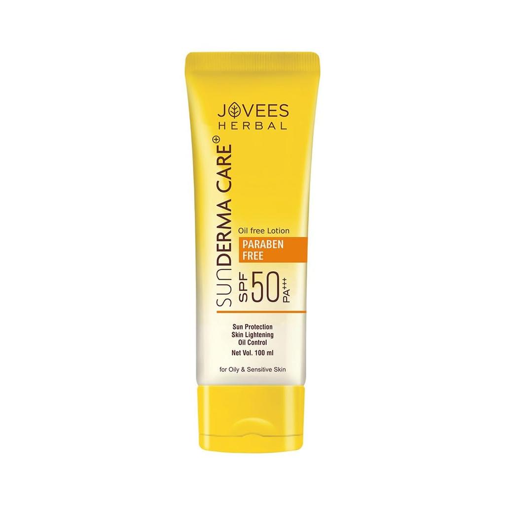 Jovees Herbal Sun Derma Care Lotion SPF 50 PA+++ Oil Free Lightweight Sunscreen For Oily Sensitive Skin With UVA UVB Broad Spectrum Protection 100ml