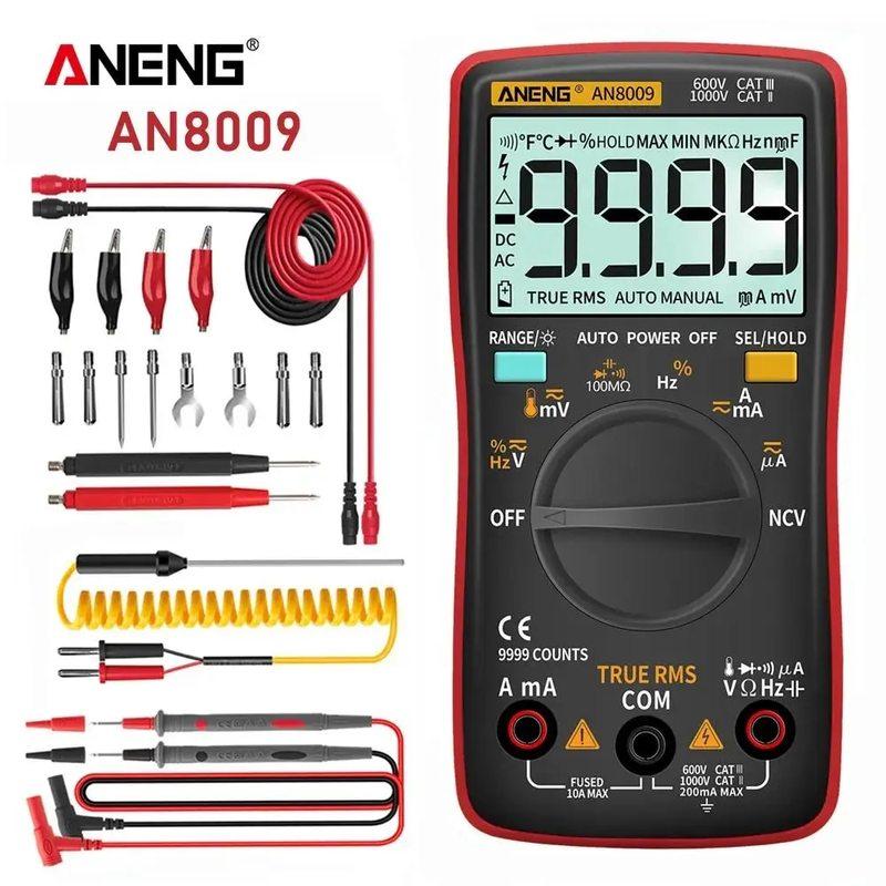 Mini Digital Multimeter ANENG AN8009 True RMS Transistor Tester Auto-Range Automotive Capacitor Tester Temp Diode Tool