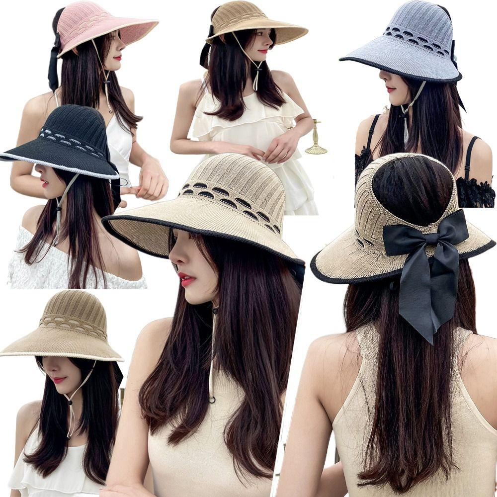 Sunshade Lady Girls Women Buckets Hat Sunscreen Empty Top Hat Sun Visor Hat  Spring Summer