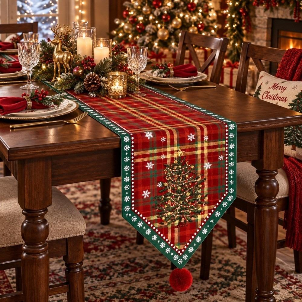 Santa Claus Christmas Table Flag Desk Decor Xmas Tablecloth Christmas Table Runner Home Decor