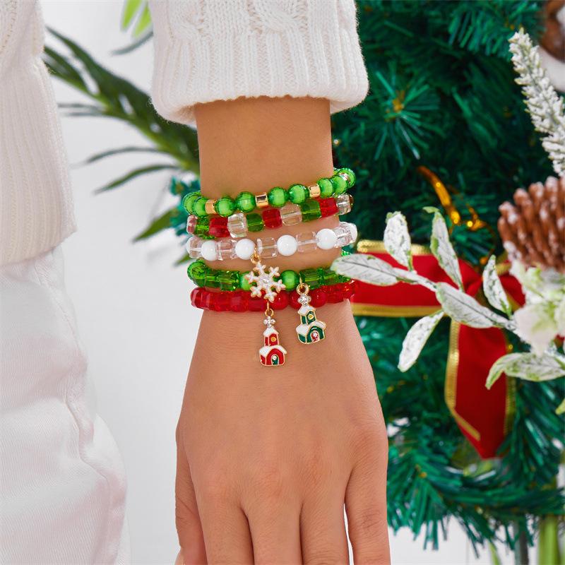 Clay Crystal Christmas Bracelet Set for Women Drip Glaze Christmas Color Alphabet Letter Beads Bracelet Kit Women Girls New Year Jewelry Accessories