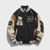 Unisex Retro American Baseball Jacket: Embroidered, Contrast Color for Spring & Autumn
