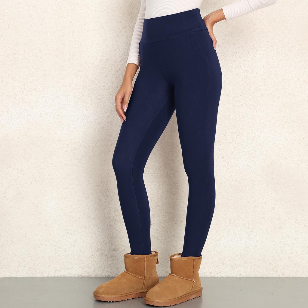 Леггинсы из овечьей шерсти с карманами, женские зимние теплые толстые бархатные брюки с высокой талией, термофлисовые колготки