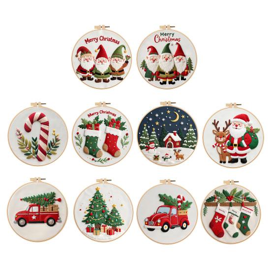 Набор для вышивания крестом к Рождеству для начинающих, вышивка, DIY, пакет материалов с пяльцами