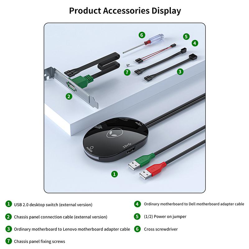Компьютерный настольный переключатель светодиодные фонари материнская плата ПК внешний пуск кнопка питания удлинитель кабель для домашнего офиса 2.0 Usb адаптер
