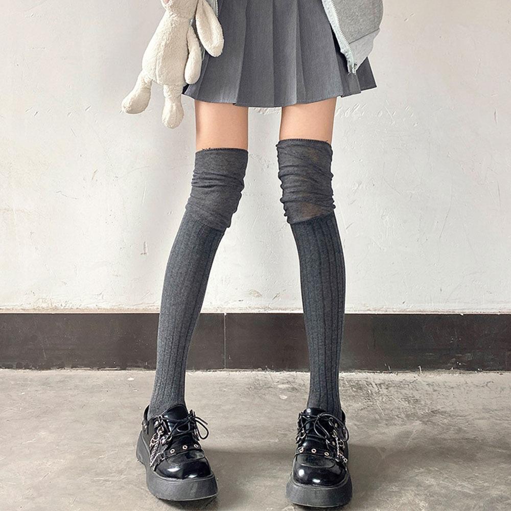 Over The Knee Thigh High Stockings Solid Color Women Hosiery Casual Tall Tube Leggings