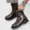 Autumn Winter High Top Business Leather Boots Luxury Brand Side Zipper Chelsea Boots High Quality Men's Motorcycle Boots