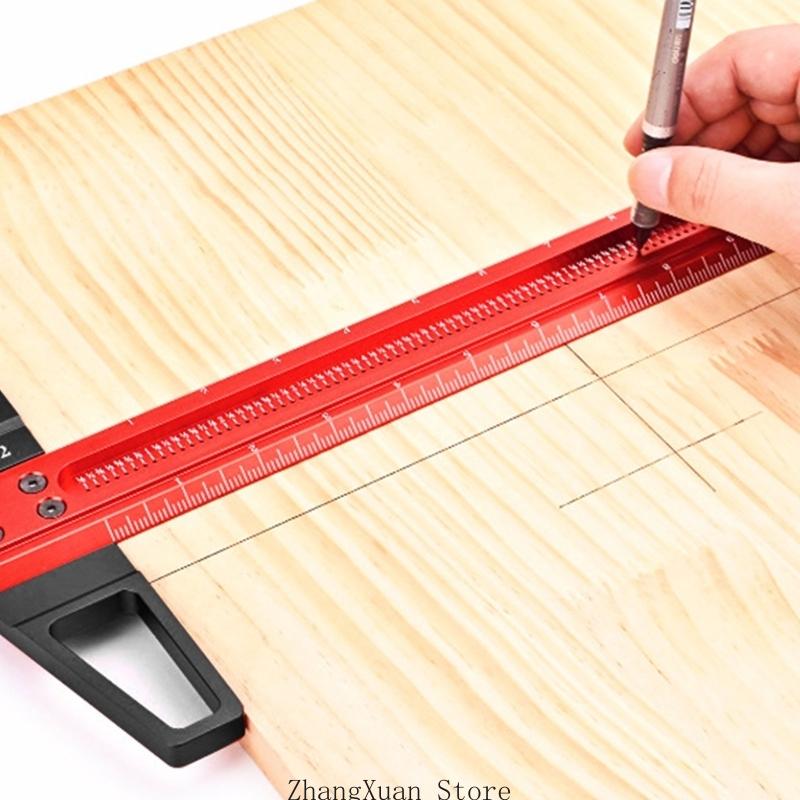 T-Square Ruler Aluminum Carpenter EdgesLine Hole Marking Guiding Measuring Tools 3XUF