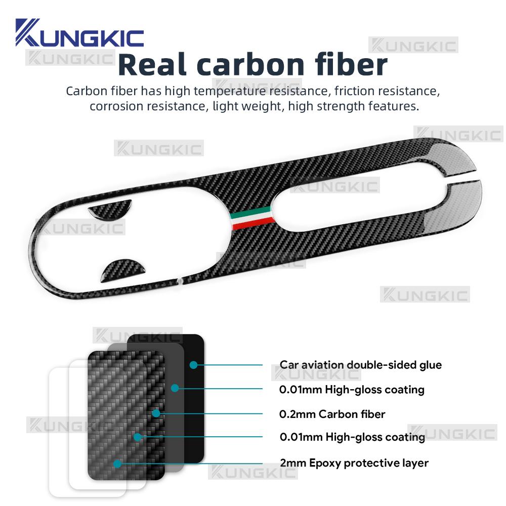 Authentic Carbon Fiber Sticker for Fiat 500 500C 2008-2015 Abarth 595 695 2012-2015 Gear Shift & Cup Holder
