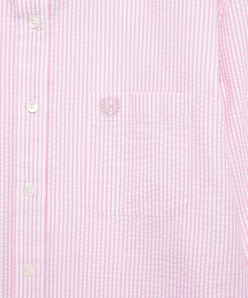 TTUDEMENT (Seersucker) Classic Stripe Shirt Pink