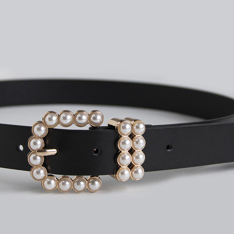 Senior Women's Belt, Pearl Buckle, Elegant, Sweet and Fashionable Young Women's Belt, Versatile Basic Women's Belt